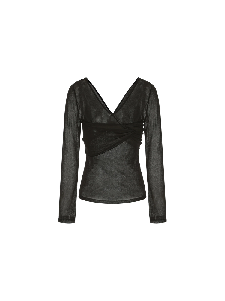 Black Knotted Knit Top