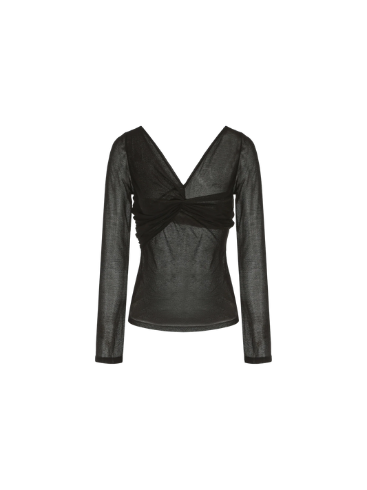 Black Knotted Knit Top