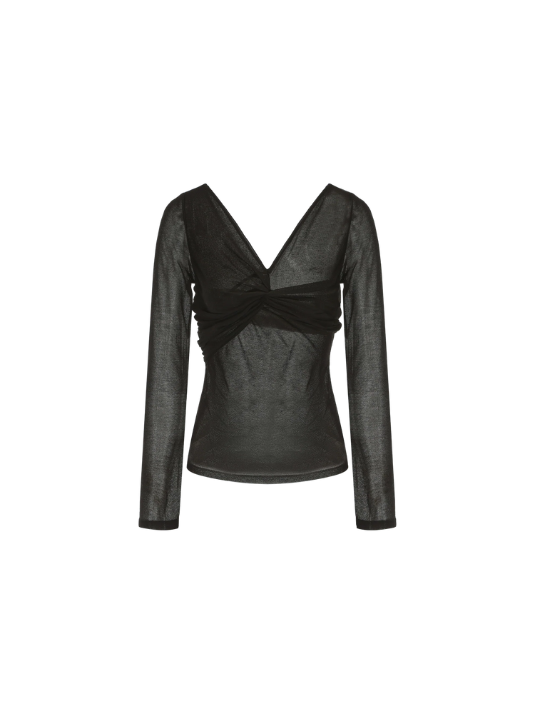 Black Knotted Knit Top