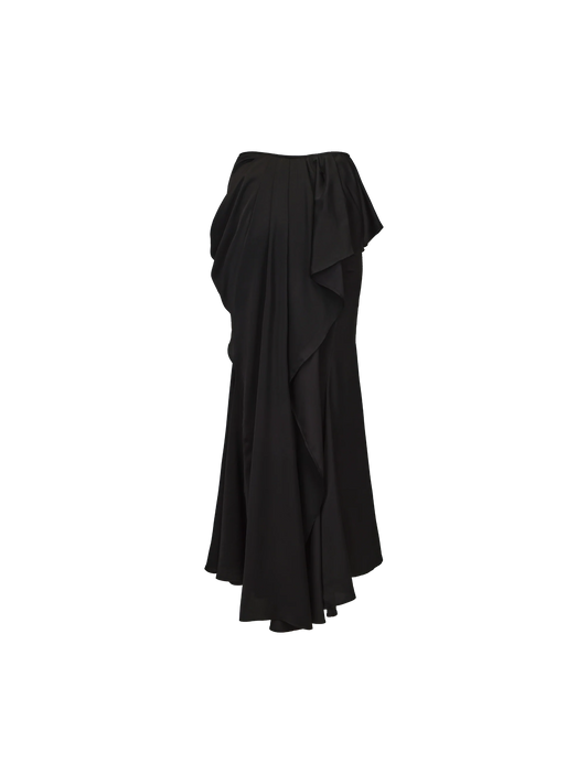 Structured Flowing Double-layer Midi Skirt