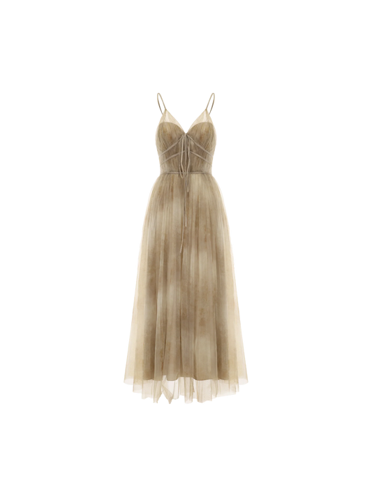 Fallen Leaf Yellow Dawn Lightweight Chiffon Dress