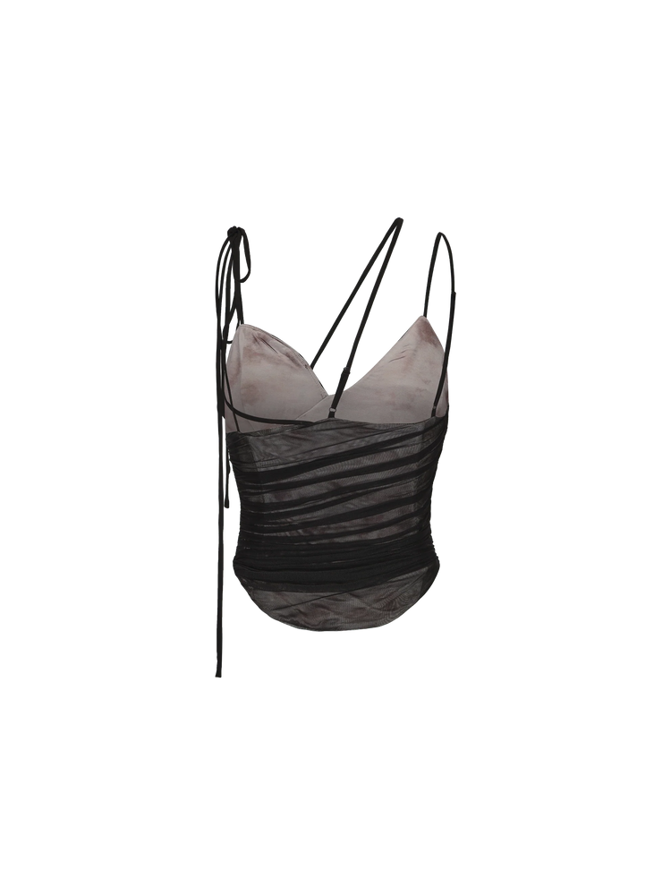 Stretch Printed Ruched Strap Top
