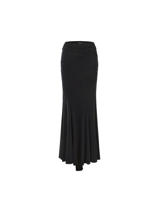 Black Tie-Knot Pleated Skirt