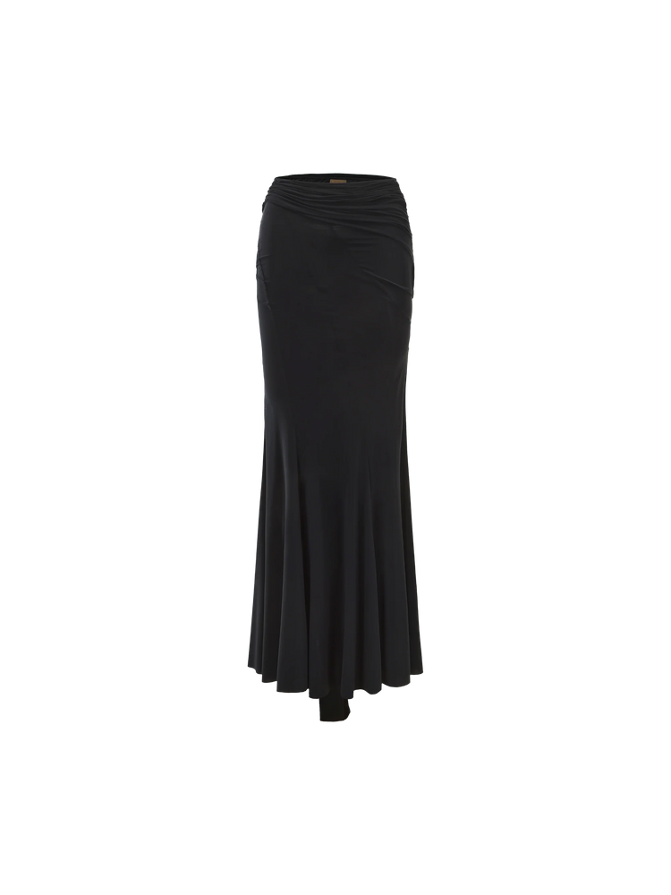 Black Tie-Knot Pleated Skirt