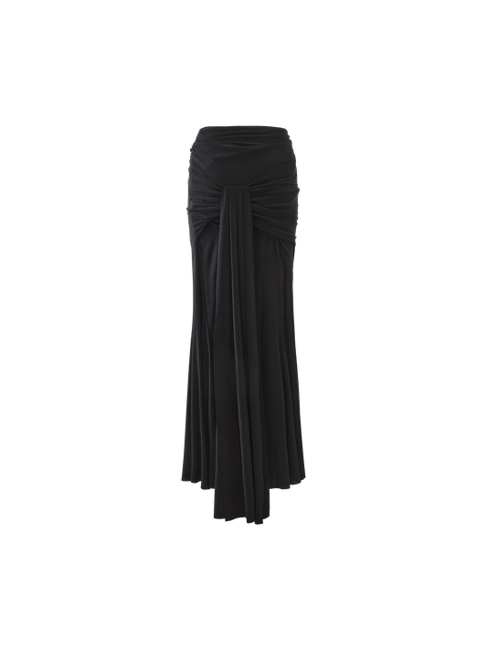 Black Tie-Knot Pleated Skirt
