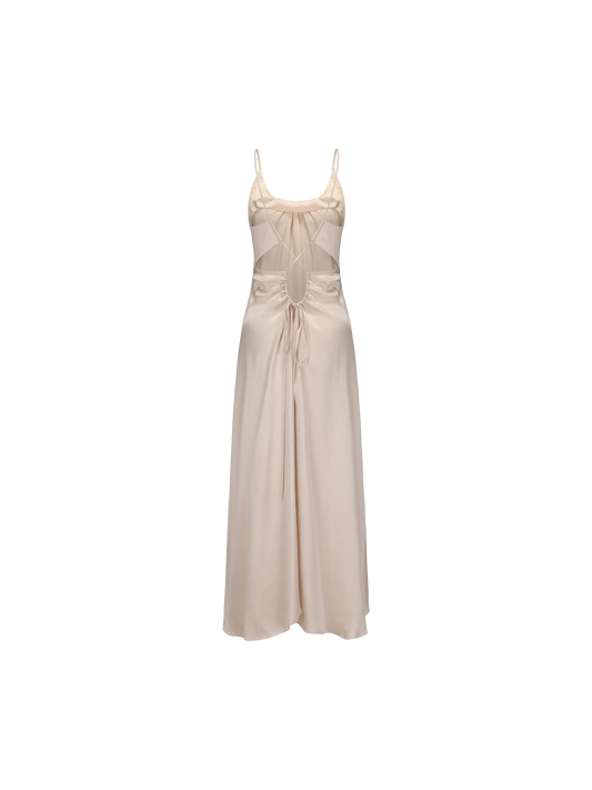 White Ruched Backless Dress