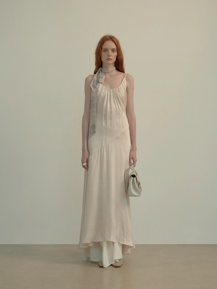 White Ruched Backless Dress