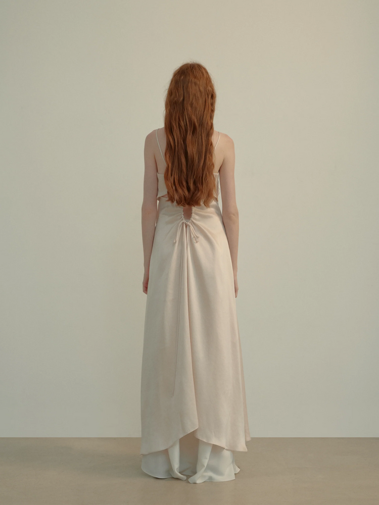 White Ruched Backless Dress