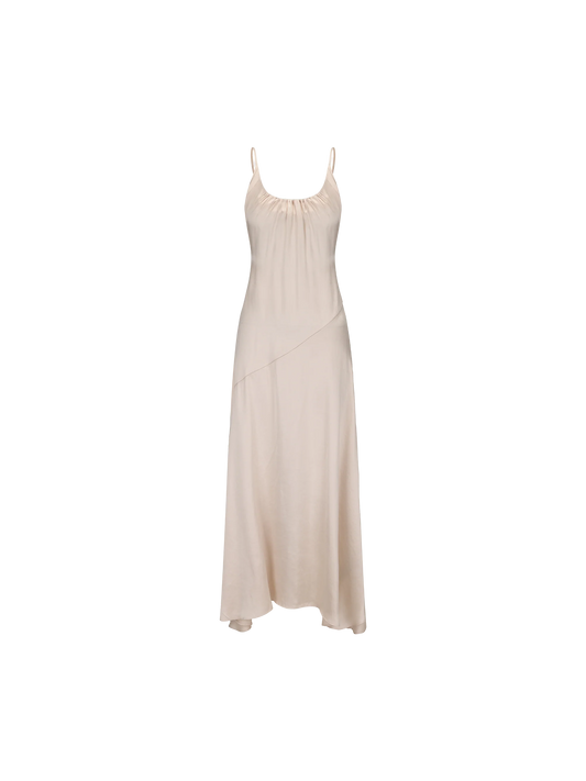 White Ruched Backless Dress