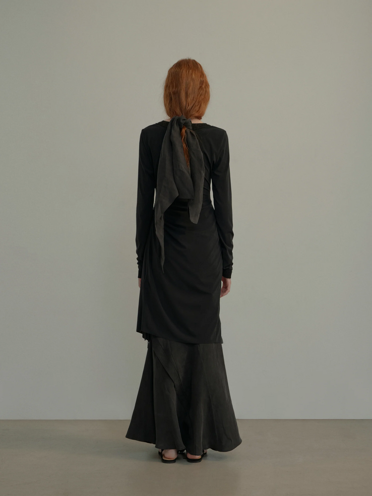 Black Cupro Panel Mermaid Skirt