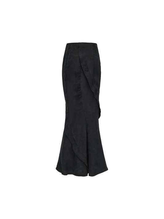 Black Cupro Panel Mermaid Skirt