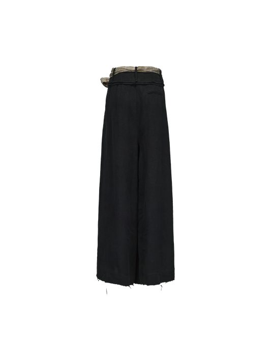 Colorblock Belted Wide-Leg Pants