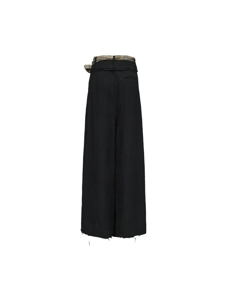 Colorblock Belted Wide-Leg Pants