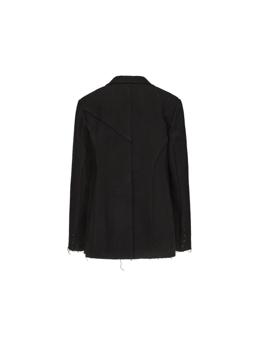 Black Tailored Linen Blazer