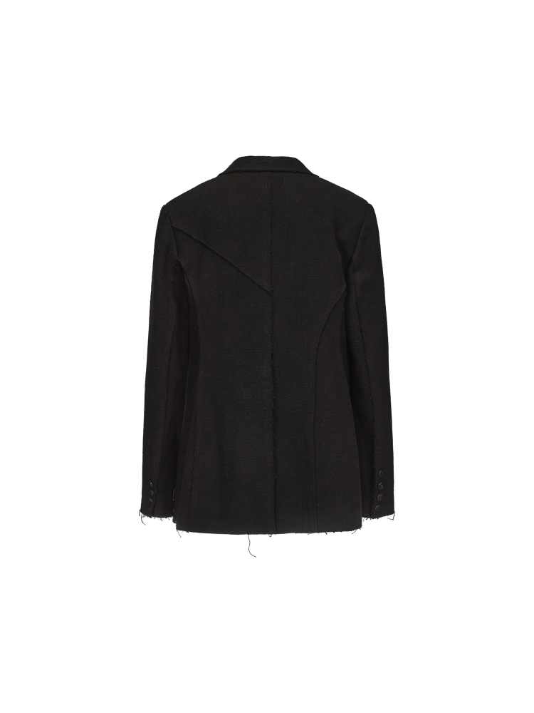 Black Tailored Linen Blazer