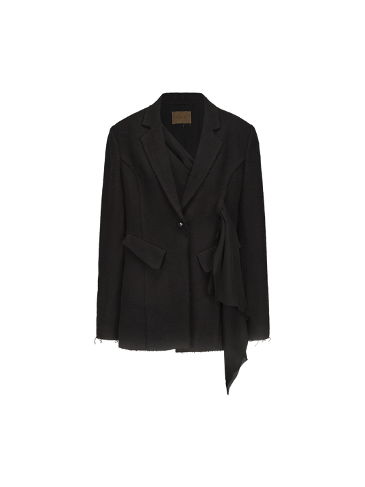 Black Tailored Linen Blazer