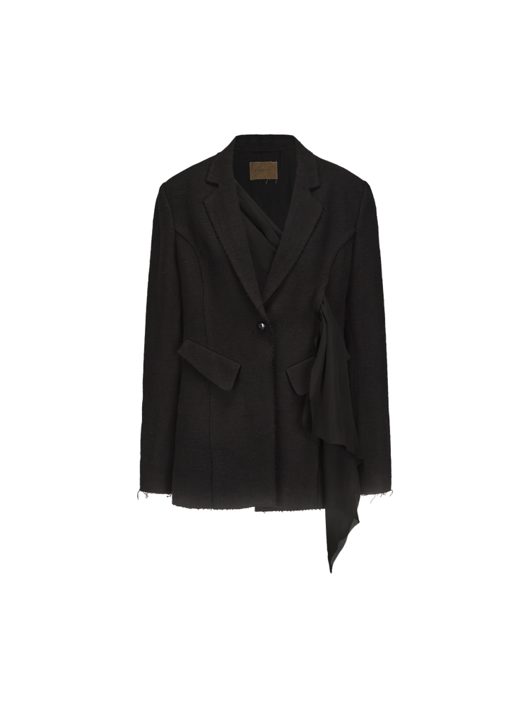 Black Tailored Linen Blazer