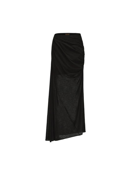 Black Knit Sheer Pleated Skirt