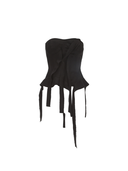 Black Asymmetric Distressed Bandeau