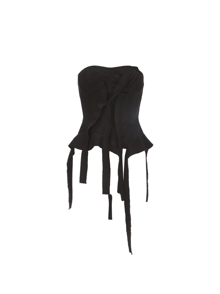 Black Asymmetric Distressed Bandeau