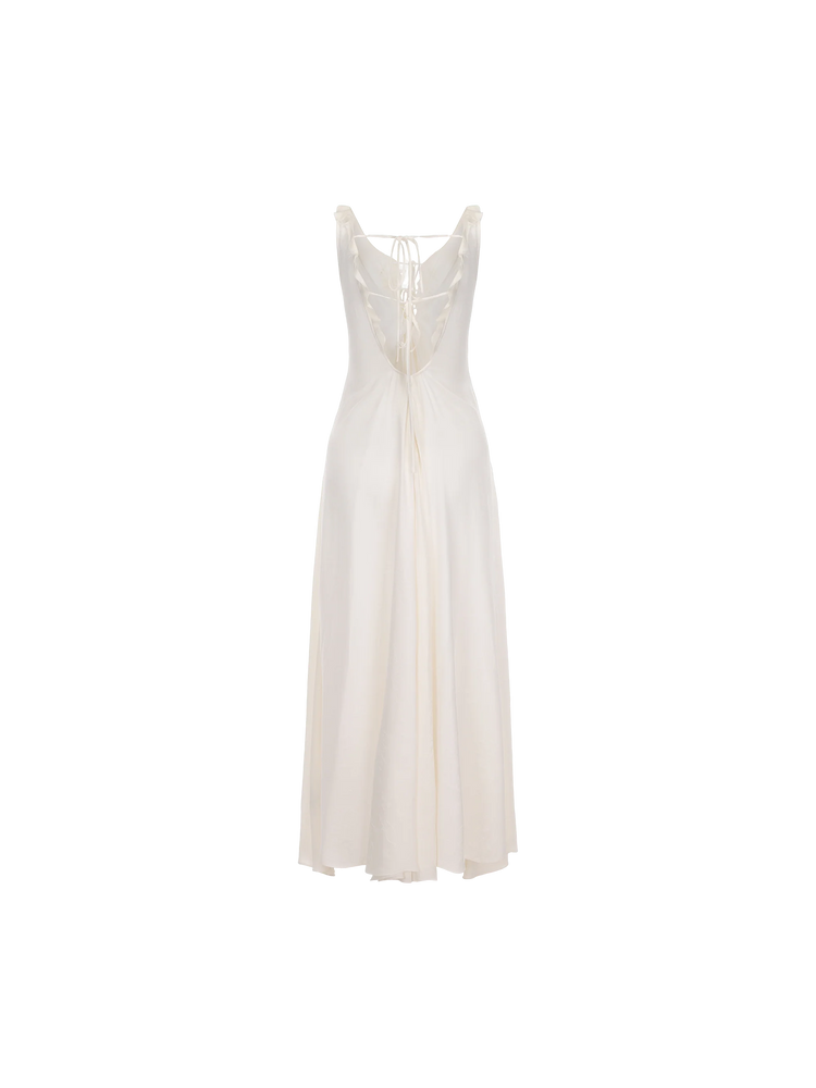 White Draped Tie-Front Dress