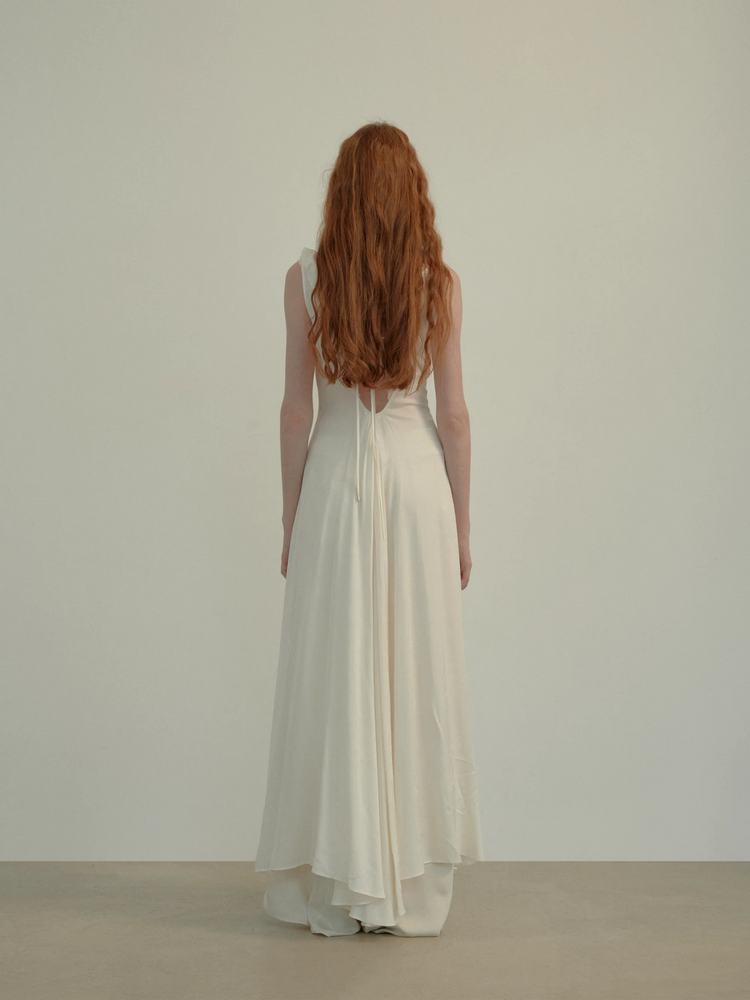 White Draped Tie-Front Dress