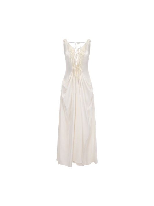 White Draped Tie-Front Dress