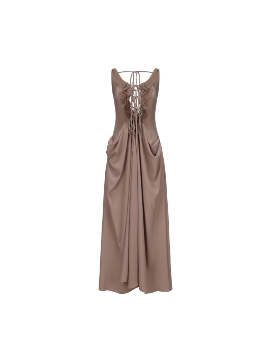 Pink Draped Tie-Front Dress