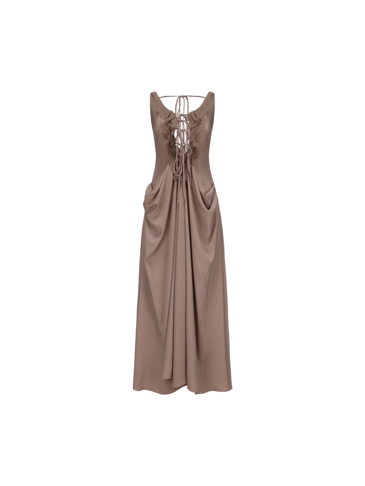 Pink Draped Tie-Front Dress