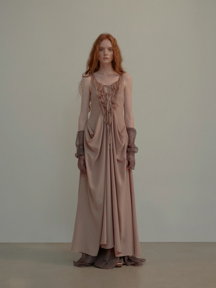 Pink Draped Tie-Front Dress