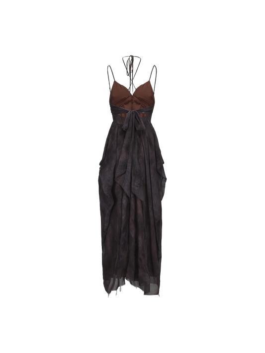 Gray-Purple Pleated Slip Dress