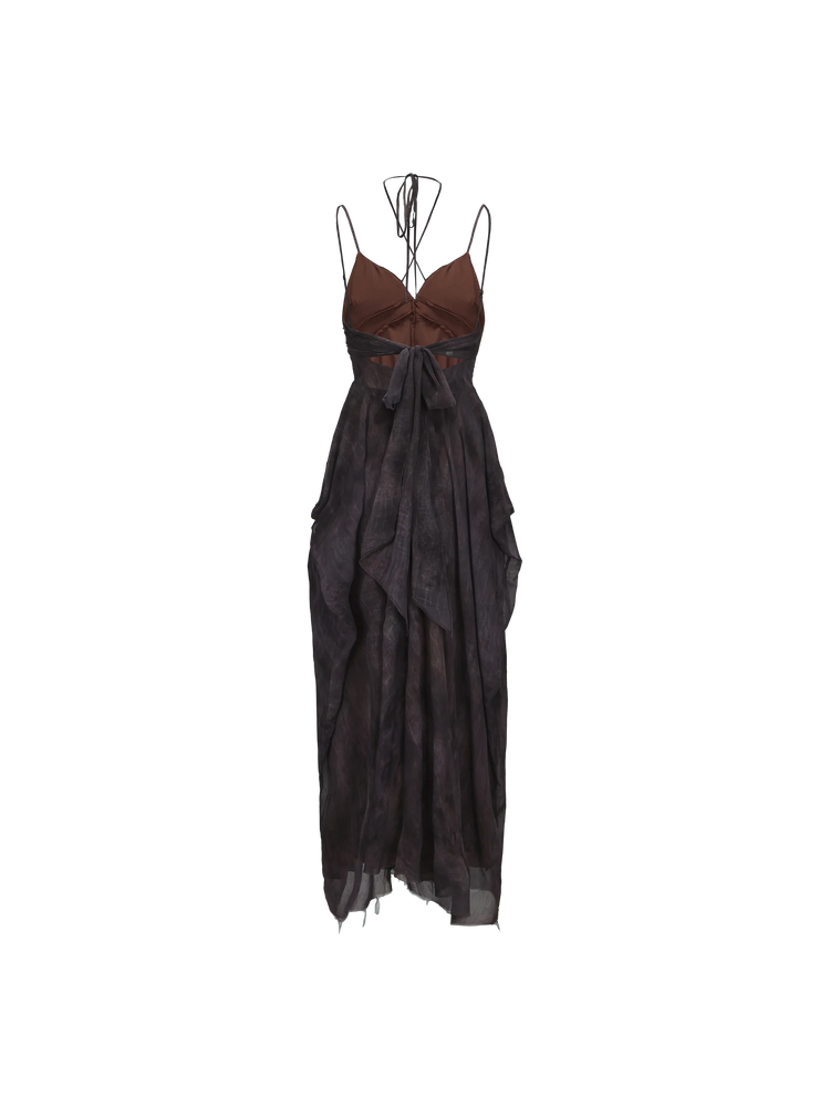 Gray-Purple Pleated Slip Dress