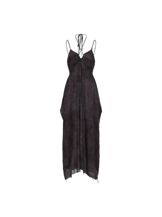 Gray-Purple Pleated Slip Dress