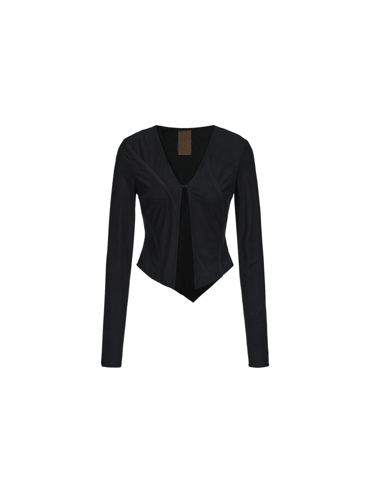 Black Knit Panel Short Cardigan