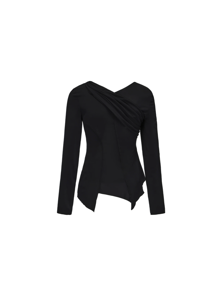 Black Stretch Lace Panel Top