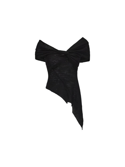 Black Off-Shoulder Twisted Top