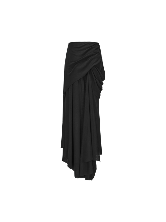 Black Knit Pleated Detailed Skirt