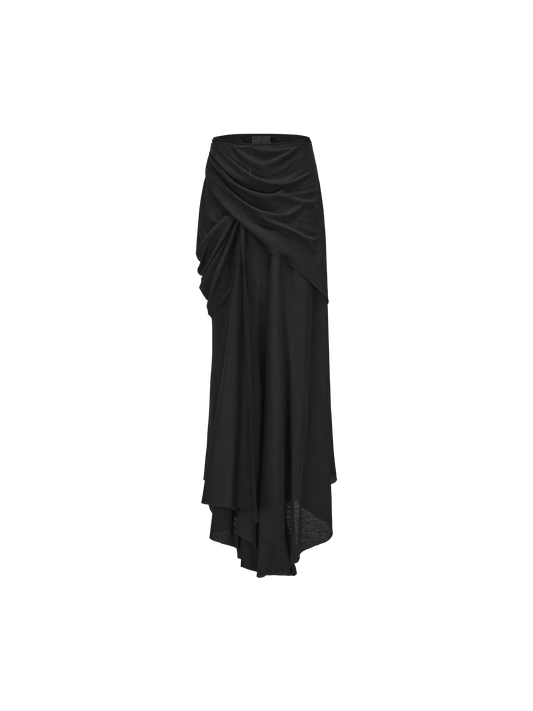 Black Knit Pleated Detailed Skirt