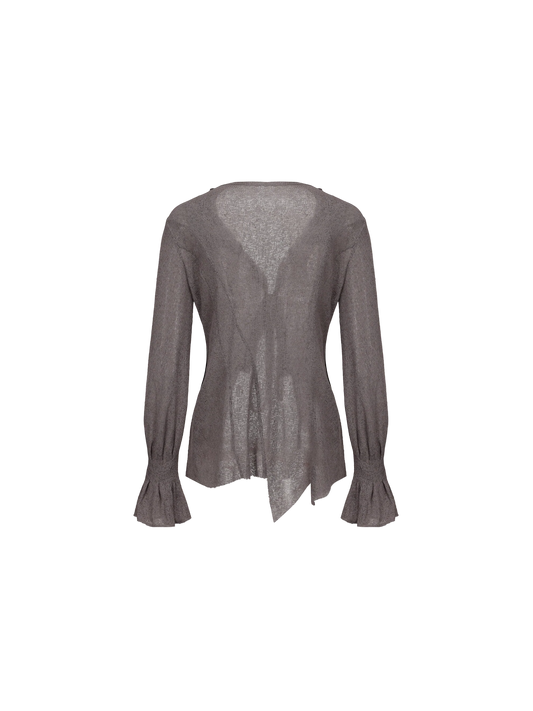 Grey Open-Knit Cardigan
