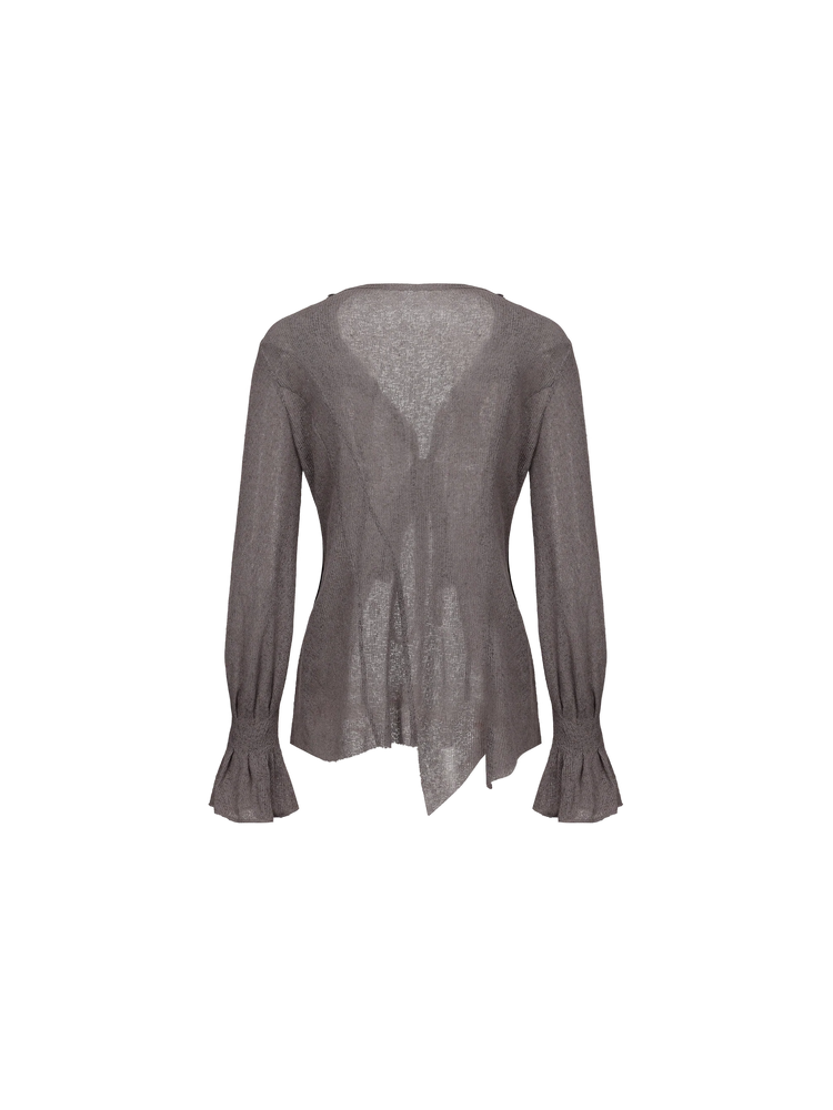 Grey Open-Knit Cardigan