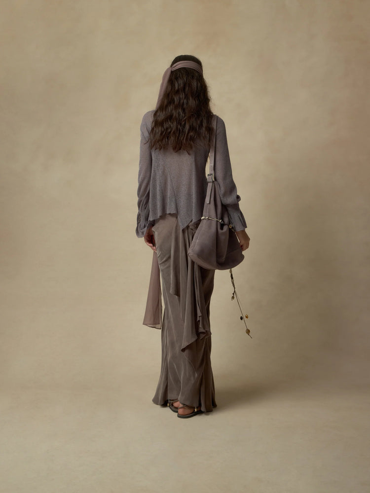 Grey Open-Knit Cardigan