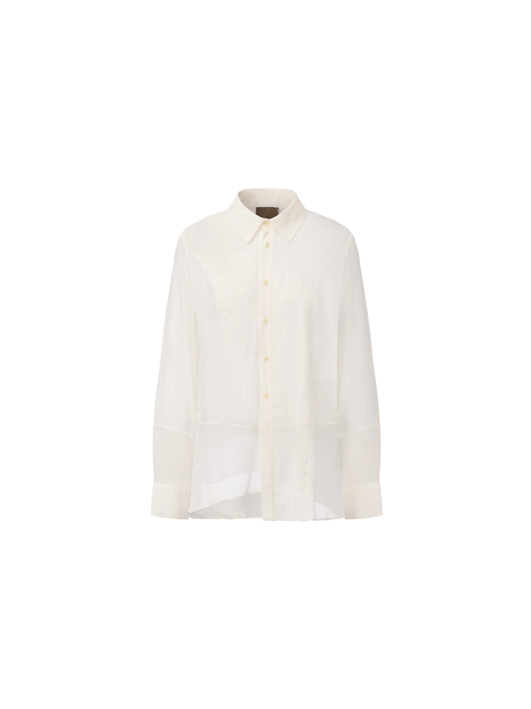 Slightly Sheer Asymmetrical Panel Shirt
