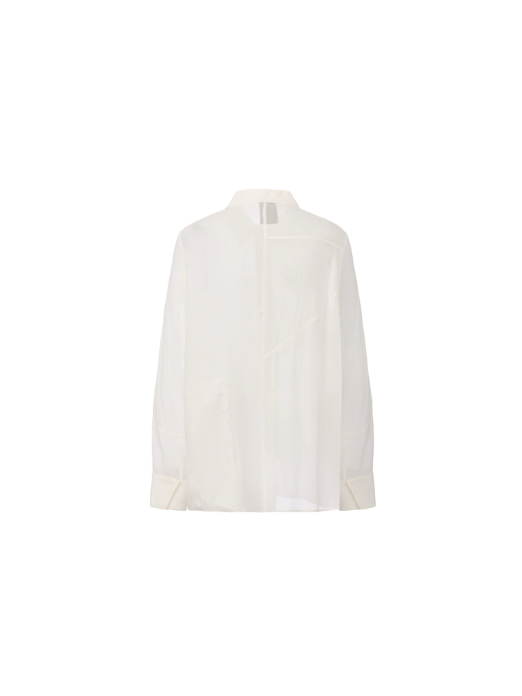 Slightly Sheer Asymmetrical Panel Shirt