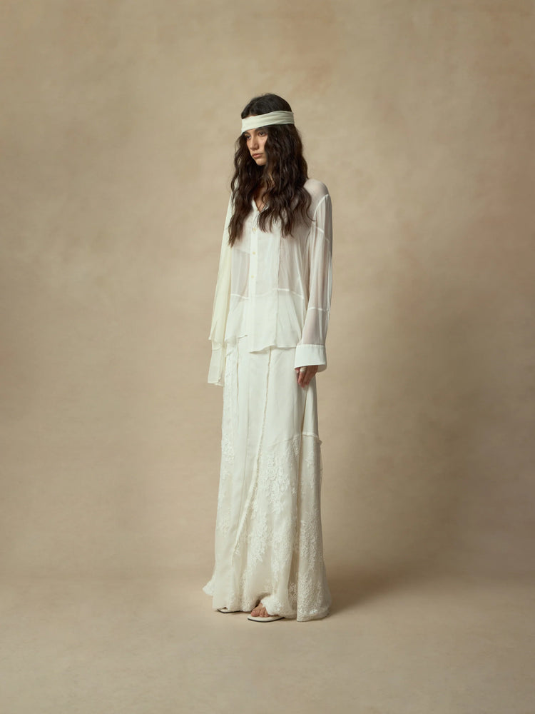 Slightly Sheer Asymmetrical Panel Shirt