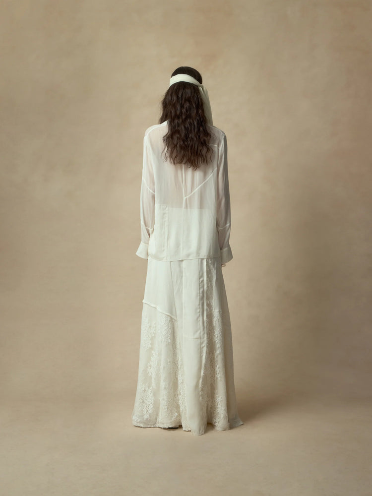 Slightly Sheer Asymmetrical Panel Shirt