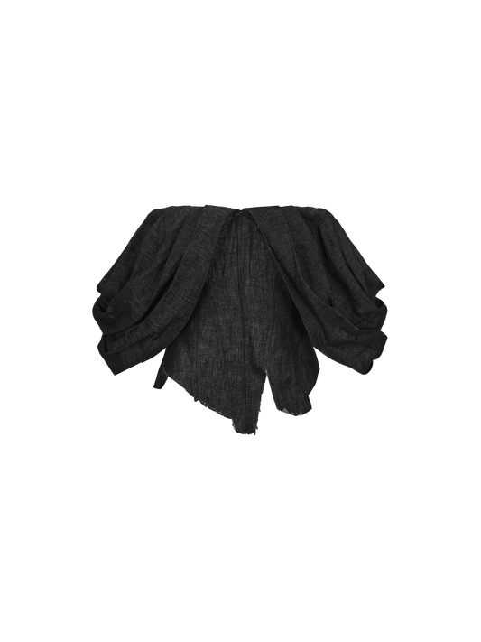 Pleated Split Linen Top
