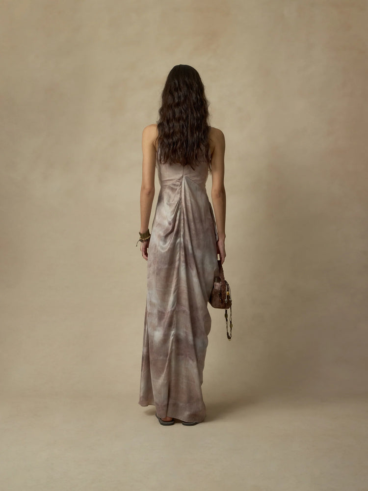 Pink Ombre Drape Asymmetrical Dress