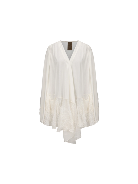 White Asymmetrical Panel Cardigan