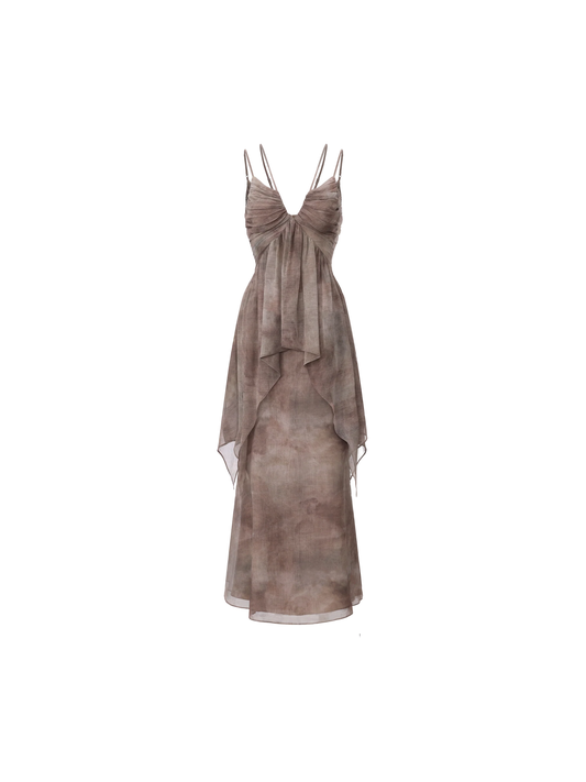 Pink Ink Wash Ruched Camisole Dress