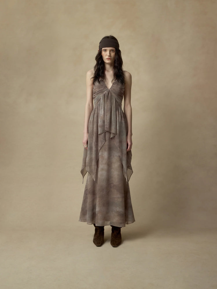 Pink Ink Wash Ruched Camisole Dress